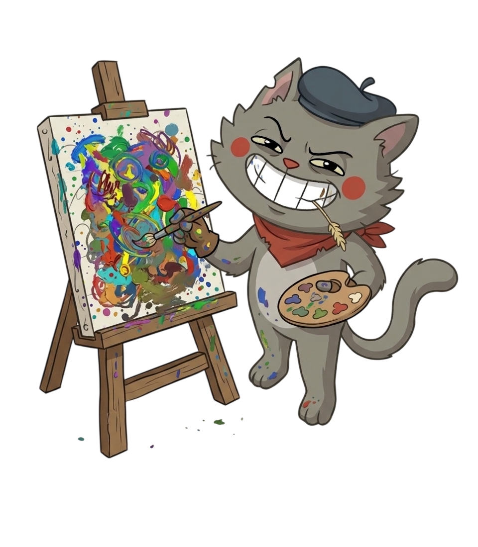 Mixed Market Arts Mascot — The Artist Cat